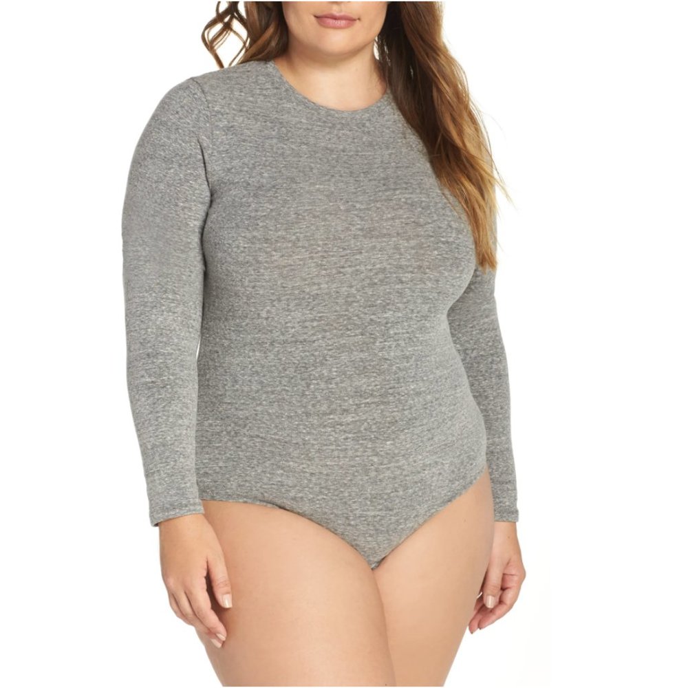 Madewell Gray Crew Neck Bodysuit Small - Picture 3 of 5